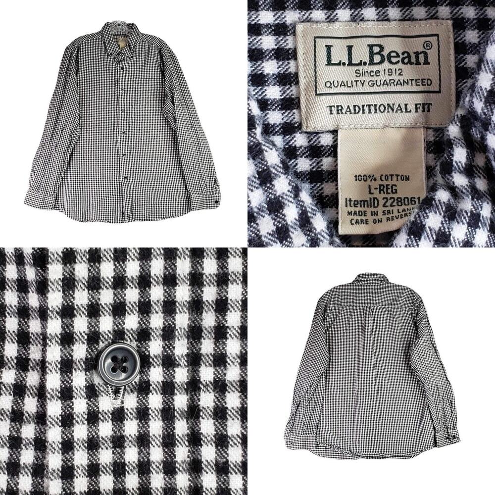 LL Bean Flannel Shirt Mens Size Large Plaid Cabin Cotton Heavy Long Sleeve